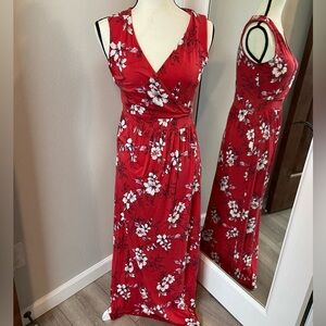 Red floral maxi dress by 41 Hawthorn